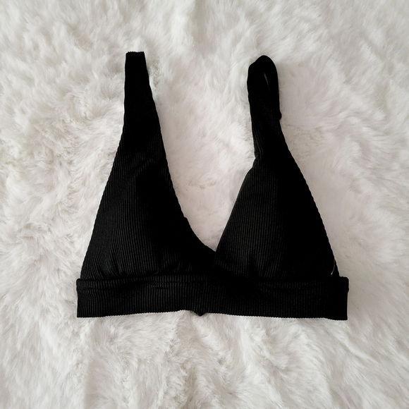 🌊AERIE BRAND NEW RIBBED TIE LONGLINE TRIANGLE BIKINI TOP SIZE S - Picture 7 of 10